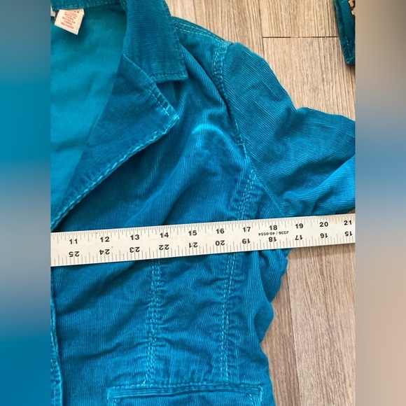 Vintage y2k Canyon River Blues Turquoise Curduroy Blazer Jacket Medium Boho - Picture 15 of 16